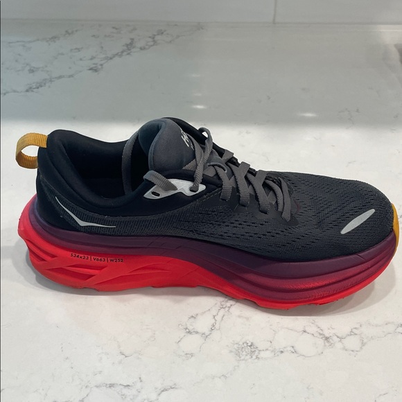 Hoka Black and Red Athletic Shoes - Picture 4 of 16